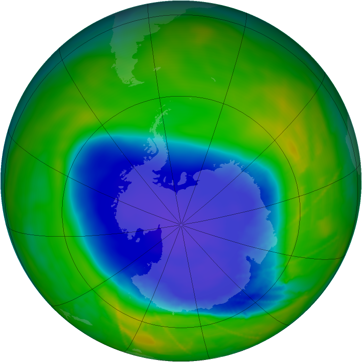 Antarctic ozone map for 02 November 2010
